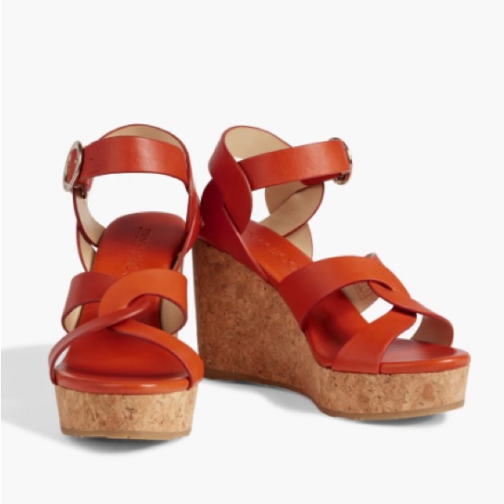 Jimmy Choo Orange Wedge Sandals